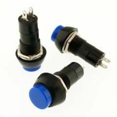PBS-11B Push Buton Yuvarlak Plastik Yaylı Mavi 12mm 100Adet