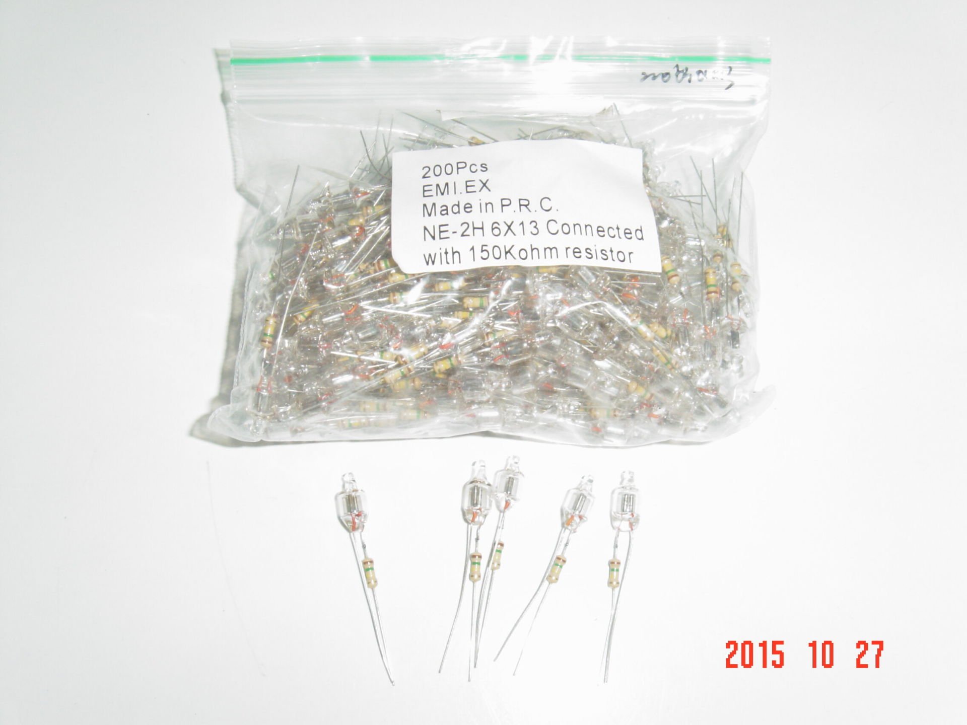 NE-2H / Neon Ampül Kırmızı 6 x 13 Dirençli 30mm 200 Adet